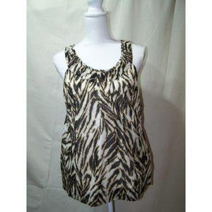 Talbots Tank Top Tunic 14 Petites Black White Babydoll